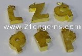 NGP3071 20*25mm - 25*30mm letter druzy agate pendants wholesale