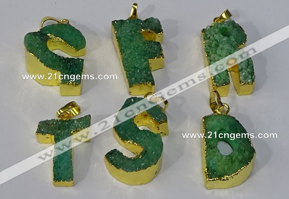 NGP3075 20*25mm - 25*30mm letter druzy agate pendants wholesale