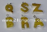NGP3078 20*25mm - 25*30mm letter druzy agate pendants wholesale