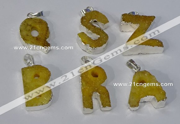 NGP3078 20*25mm - 25*30mm letter druzy agate pendants wholesale