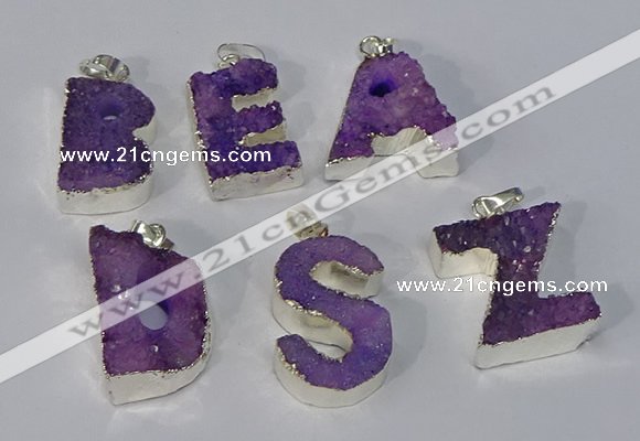 NGP3079 20*25mm - 25*30mm letter druzy agate pendants wholesale