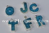 NGP3081 20*25mm - 25*30mm letter druzy agate pendants wholesale