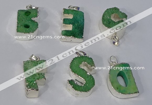 NGP3082 20*25mm - 25*30mm letter druzy agate pendants wholesale