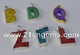 NGP3083 20*25mm - 25*30mm letter druzy agate pendants wholesale