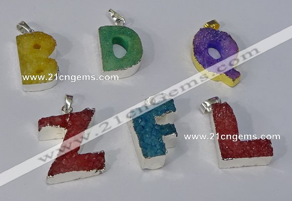 NGP3083 20*25mm - 25*30mm letter druzy agate pendants wholesale