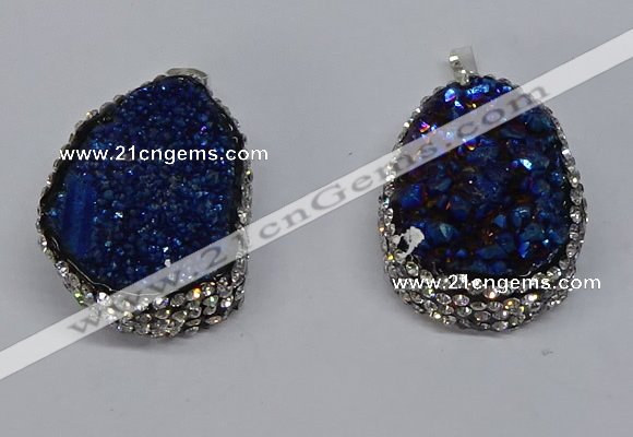 NGP3094 25*35mm – 30*40mm freeform druzy agate pendants