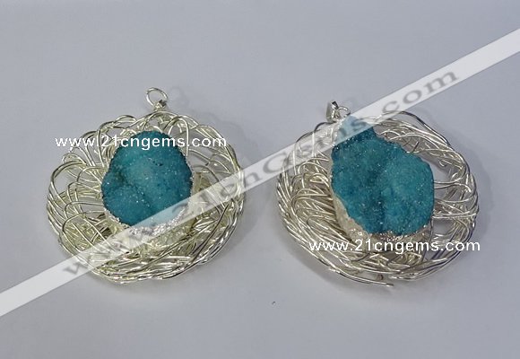 NGP3122 52mm - 55mm freeform druzy agate gemstone pendants