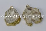 NGP3135 25*35mm - 40*50mm freeform plated druzy agate pendants