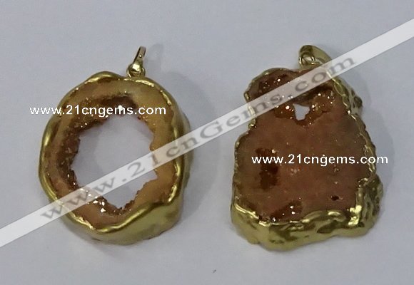 NGP3142 25*35mm - 40*50mm freeform plated druzy agate pendants