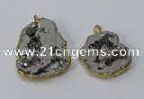 NGP3145 25*35mm - 40*50mm freeform plated druzy agate pendants