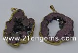 NGP3146 25*35mm - 40*50mm freeform plated druzy agate pendants