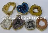 NGP3147 25*35mm - 40*50mm freeform plated druzy agate pendants