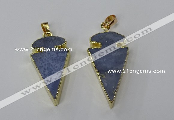 NGP3208 18*35mm - 20*40mm arrowhead blue lace agate pendants