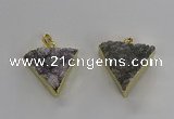 NGP3220 25*30mm - 30*35mm triangle druzy agate pendants