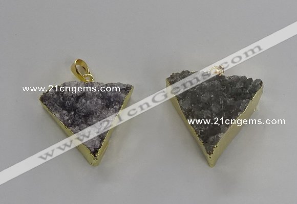 NGP3220 25*30mm - 30*35mm triangle druzy agate pendants