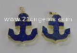 NGP3222 38*42mm - 40*45mm anchor lapis lazuli gemstone pendants