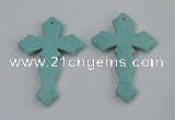 NGP3224 50*75mm cross turquoise gemstone pendants wholeasle