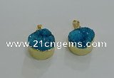 NGP3258 20mm - 22mm coin druzy agate pendants wholesale