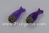 NGP3274 16*52mm - 18*56mm fish-shaped agate gemstone pendants