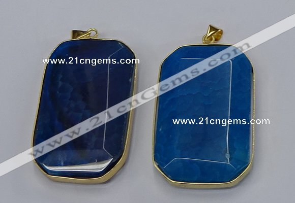 NGP3284 35*60mm octagonal agate gemstone pendants wholesale