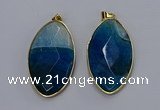 NGP3288 33*55mm faceted marquise agate gemstone pendants wholesale