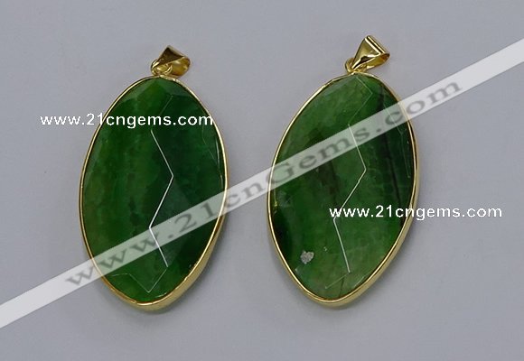 NGP3289 33*55mm faceted marquise agate gemstone pendants wholesale