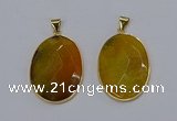 NGP3292 33*45mm faceted oval agate gemstone pendants wholesale