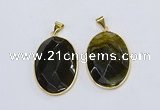 NGP3293 33*45mm faceted oval agate gemstone pendants wholesale