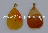NGP3294 37*57mm faceted flat teardrop agate gemstone pendants