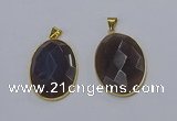 NGP3295 33*45mm faceted oval agate gemstone pendants wholesale
