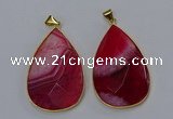 NGP3296 37*57mm faceted flat teardrop agate gemstone pendants