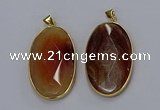 NGP3298 34*57mm faceted oval agate gemstone pendants wholesale