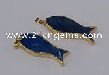 NGP3315 16*50mm - 18*52mm fish-shaped agate gemstone pendants