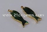 NGP3316 16*50mm - 18*52mm fish-shaped agate gemstone pendants