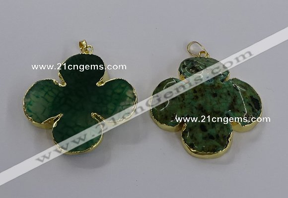 NGP3337 43*45mm - 45*47mm flower agate gemstone pendants