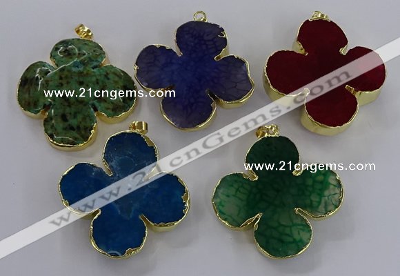 NGP3340 43*45mm - 45*47mm flower agate gemstone pendants