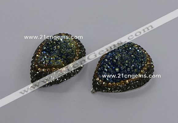 NGP3351 35*45mm teardrop druzy agate gemstone pendants wholesale