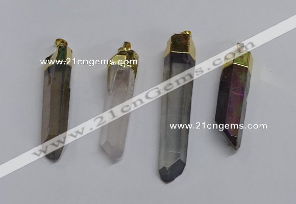 NGP3405 10*45mm - 12*55mm sticks plated quartz pendants wholesale