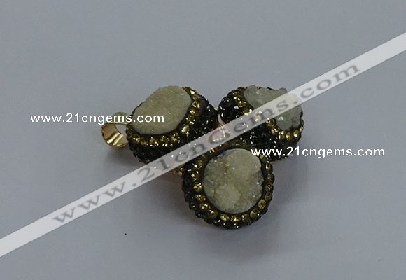 NGP3410 14mm - 16mm coin druzy agate gemstone pendants