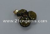 NGP3413 14mm - 16mm coin druzy agate gemstone pendants