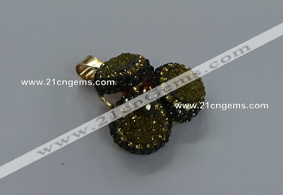NGP3413 14mm - 16mm coin druzy agate gemstone pendants