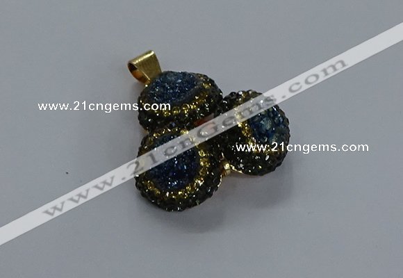 NGP3418 14mm - 16mm coin druzy agate gemstone pendants