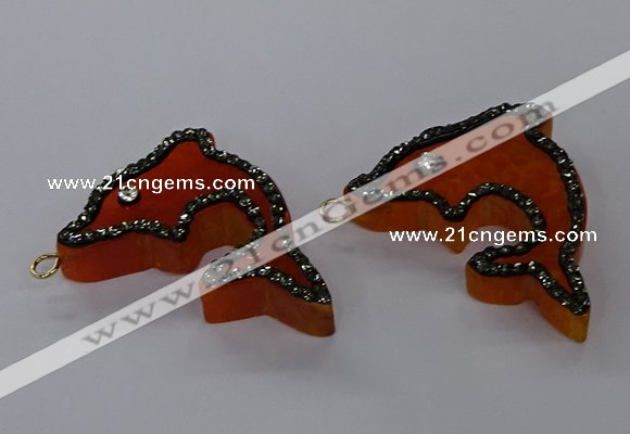 NGP3423 25*40mm - 30*45mm dolphin agate gemstone pendants