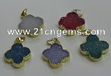 NGP3434 20*20mm - 22*22mm flower druzy agate gemstone pendants