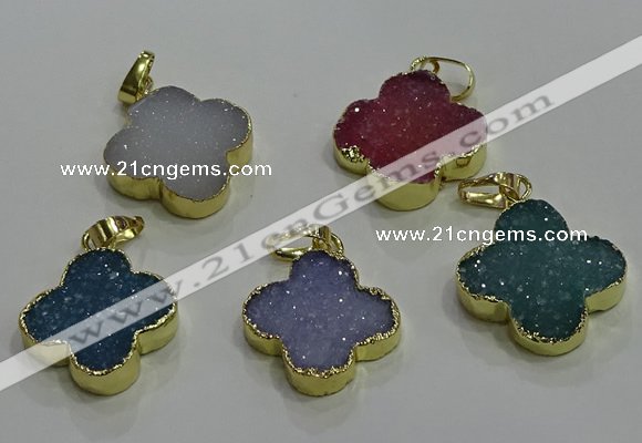 NGP3434 20*20mm - 22*22mm flower druzy agate gemstone pendants