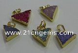 NGP3435 12*16mm - 15*20mm triangle druzy agate gemstone pendants