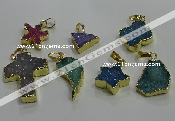 NGP3438 12*16mm - 25*35mm druzy agate gemstone pendants