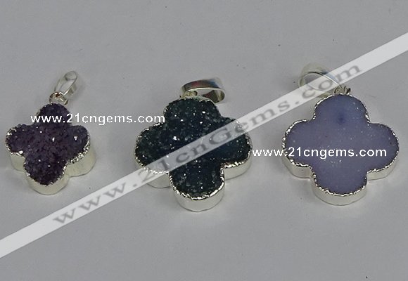 NGP3450 15*15mm - 20*20mm flower druzy agate gemstone pendants