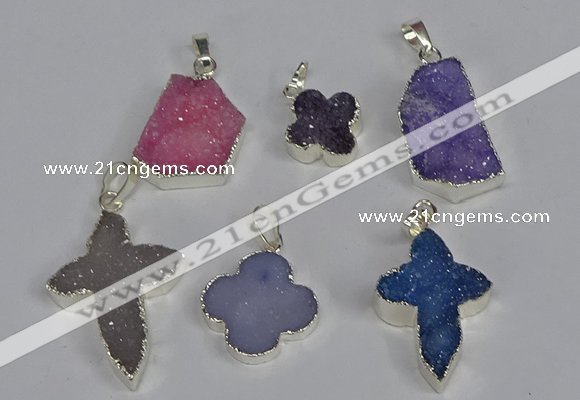 NGP3454 15*15mm - 22*30mm druzy agate gemstone pendants