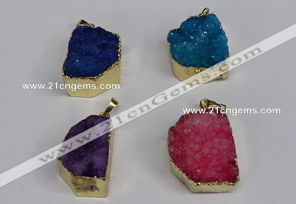 NGP3472 20*30mm - 25*35mm freeform druzy agate pendants wholesale
